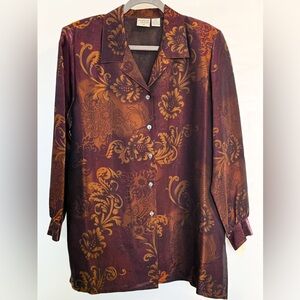 Allison Daley II 16W Metallic Floral Blouse 3/4 Sleeve Workwear Layering